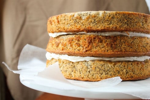 Spiced Poppyseed Cake with Almond Buttercream Frosting