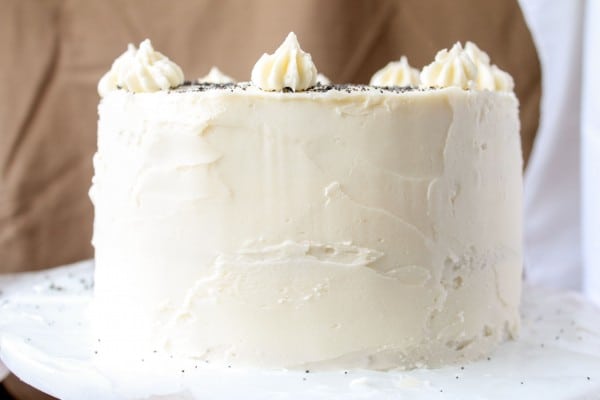 Spiced Poppyseed Cake with Almond Buttercream Frosting