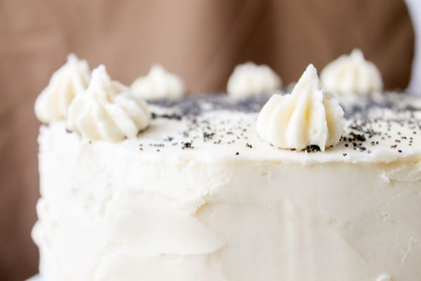 Spiced Poppyseed Cake with Almond Buttercream Frosting