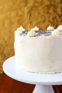 Spiced Poppyseed Cake with Almond Buttercream Frosting from The Food Charlatan