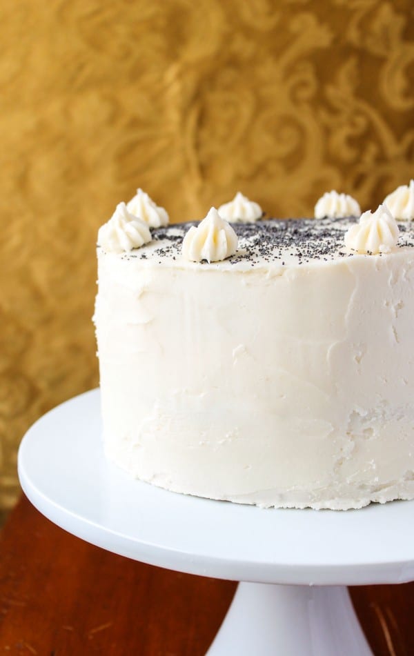 Spiced Poppyseed Cake with Almond Buttercream Frosting