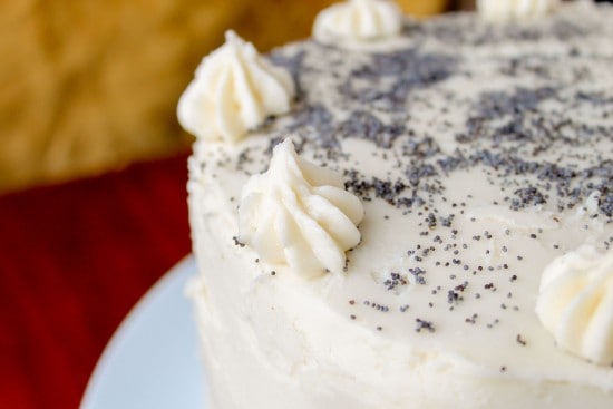 Spiced Poppyseed Cake with Almond Buttercream Frosting