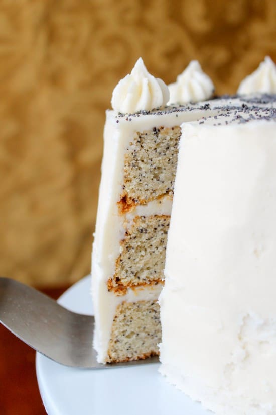 Spiced Poppyseed Cake with Almond Buttercream Frosting