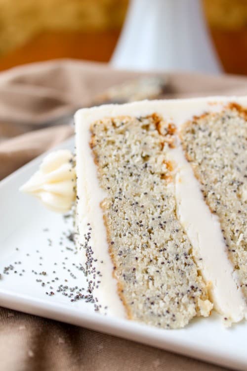 Spiced Poppyseed Cake with Almond Buttercream Frosting