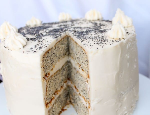 Spiced Poppyseed Cake with Almond Buttercream Frosting