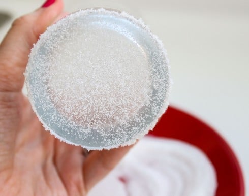 the bottom of a sugared drinking glass for pressing cookies.