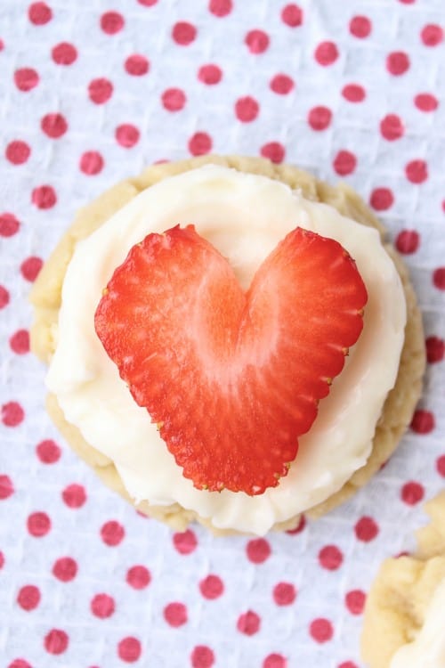 Coconut-Frosted Sugar Cookies with Strawberry Hearts