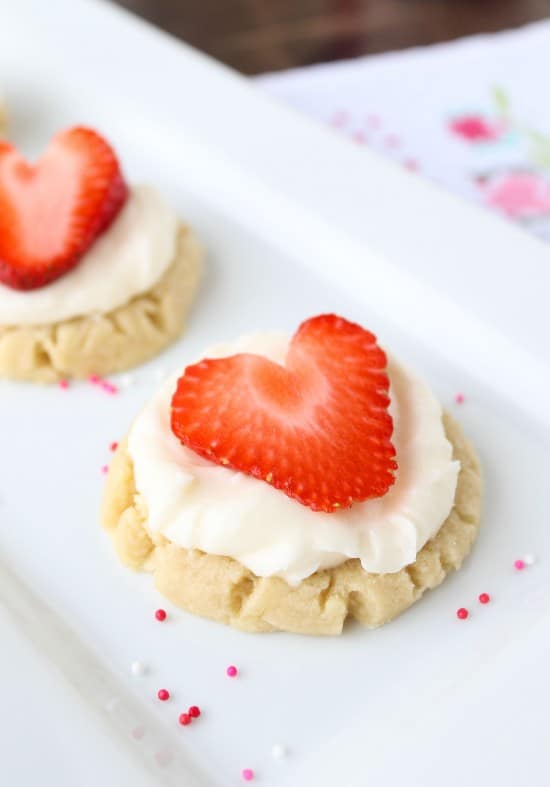 Coconut-Frosted Sugar Cookies with Strawberry Hearts
