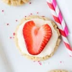 Coconut-Frosted Sugar Cookies with Strawberry Hearts from TheFoodCharlatan.com