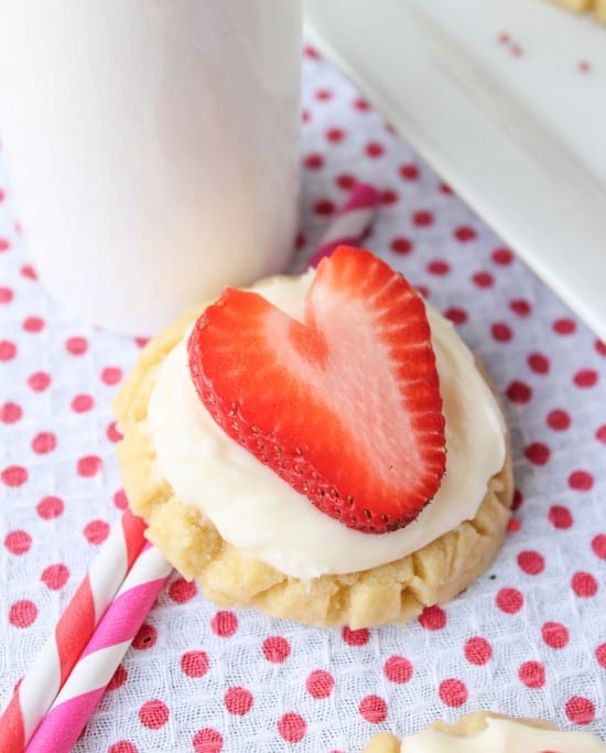 Coconut-Frosted Sugar Cookies with Strawberry Hearts