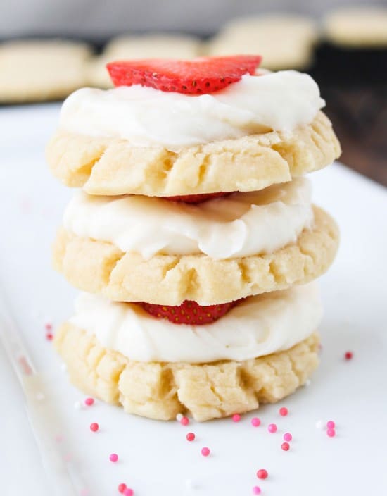 Coconut-Frosted Sugar Cookies with Strawberry Hearts