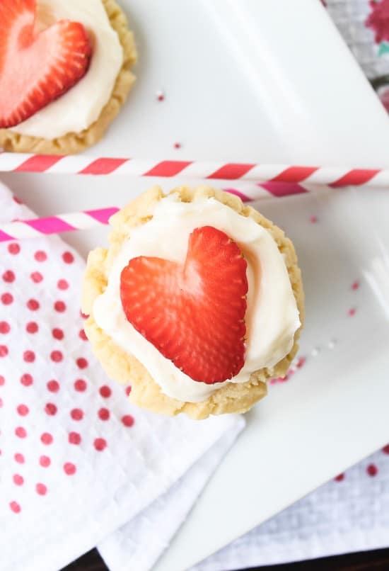 Coconut-Frosted Sugar Cookies with Strawberry Hearts