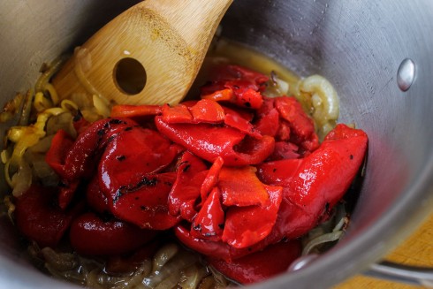 Red Pepper Soup with Black Bean “Meat”balls