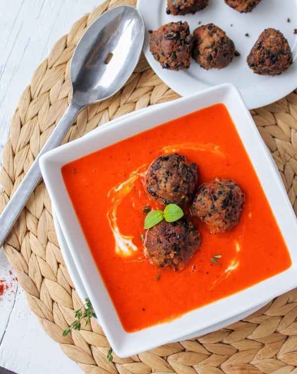 Red Pepper Soup with Black Bean  Meat balls - 70