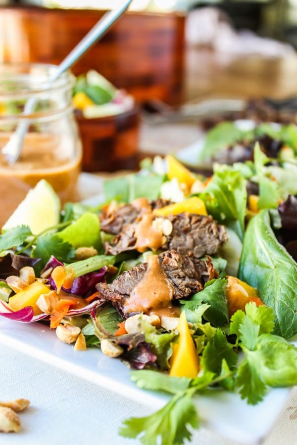 CrockPot Thai Steak Salad with Peanut-Hoisin Sauce