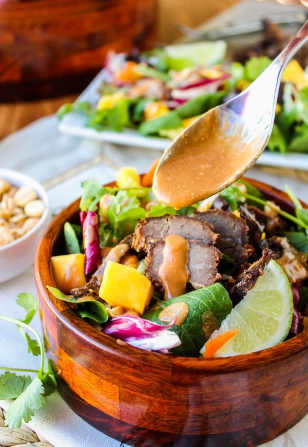 CrockPot Thai Steak Salad with Peanut-Hoisin Sauce