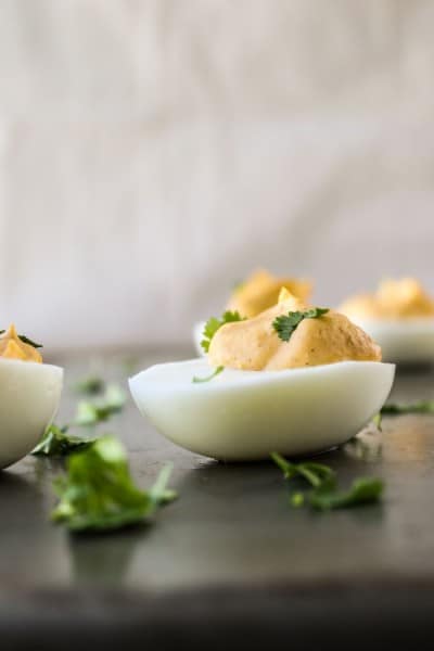 Sriracha Deviled Eggs from The Food Charlatan