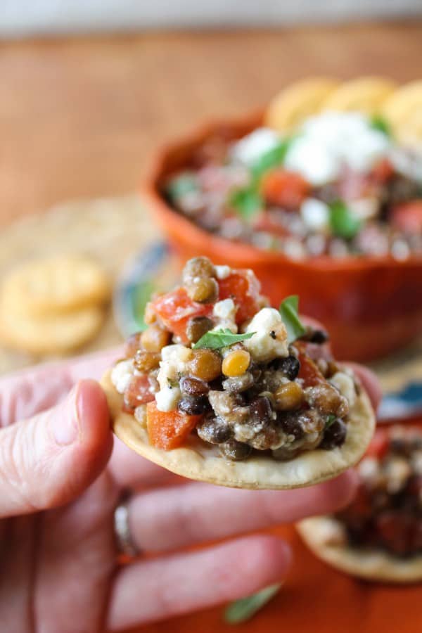 Fresh Bruschetta and Lentil Dip