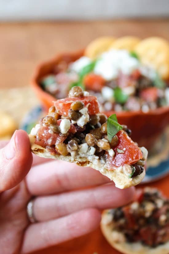 Fresh Bruschetta and Lentil Dip