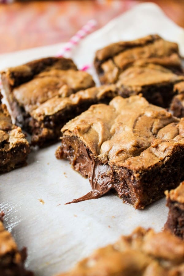 Nutella-Stuffed Browned Butter Blondies