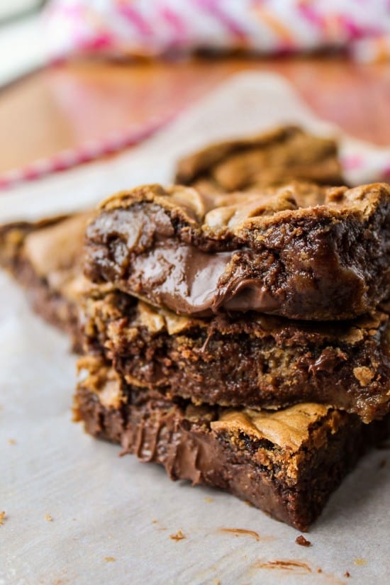 Nutella-Stuffed Browned Butter Blondies