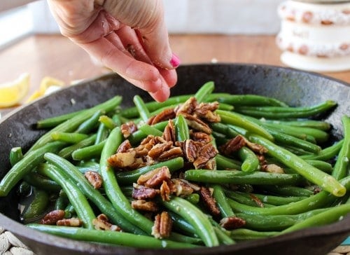 Green Beans with Feta and Fried Pecans