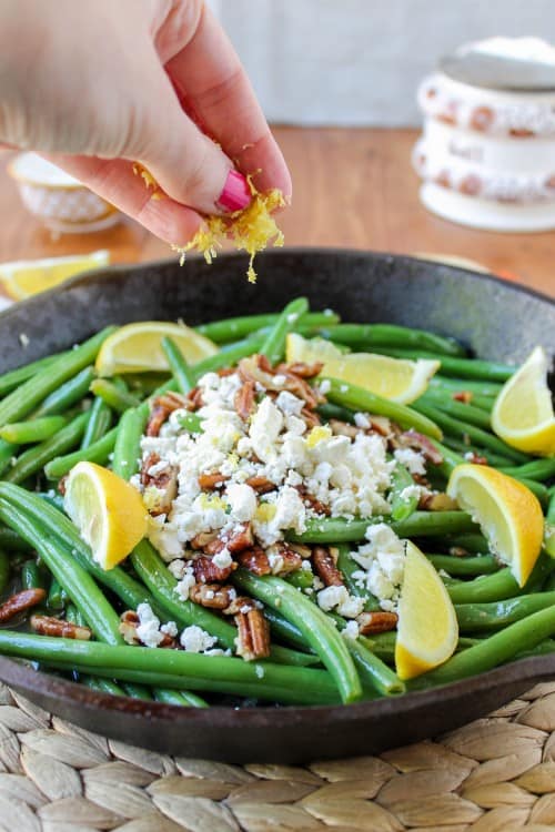 Green Beans with Feta and Fried Pecans