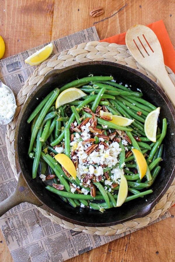 Green Beans with Feta and Fried Pecans