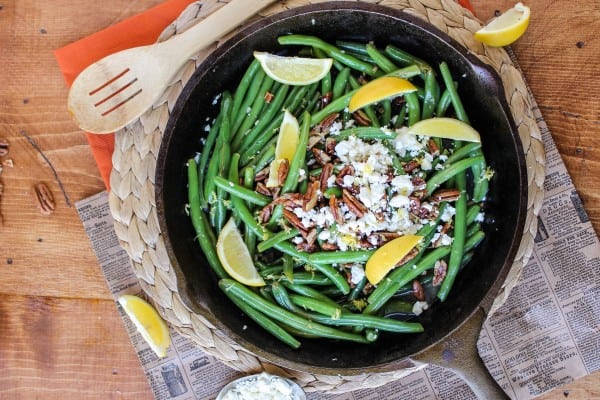 Green Beans with Feta and Fried Pecans