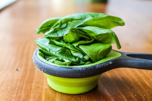 Measuring fresh basil