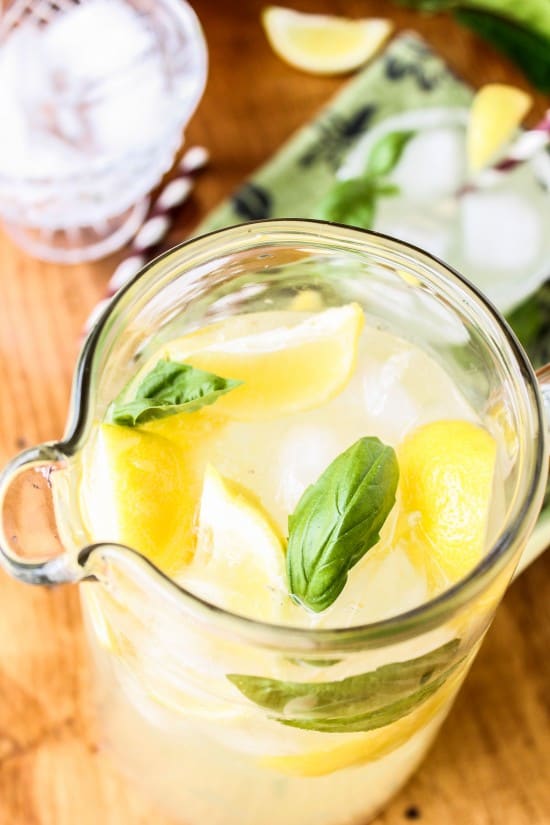 Pitcher full of basil lemonade