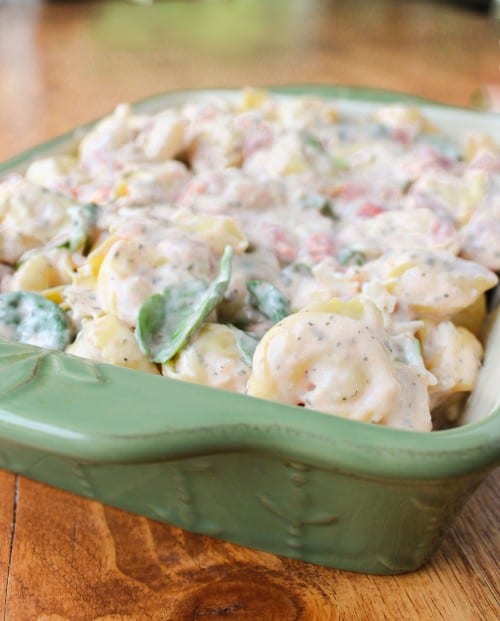 Easy Cheesy Asparagus Tortellini Bake