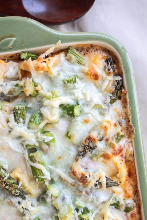 Easy Cheesy Asparagus Tortellini Bake