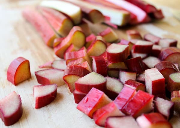 Chopped up rhubarb