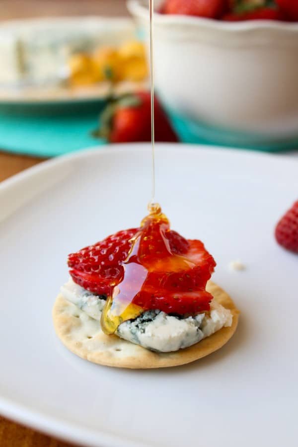 Honey-Drizzled Bleu Cheese Strawberry Bites