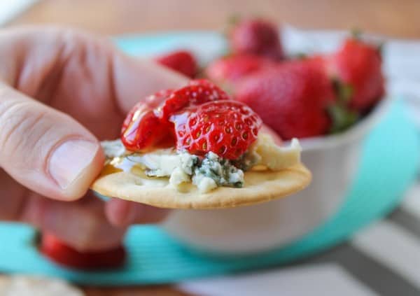 Honey-Drizzled Bleu Cheese Strawberry Bites