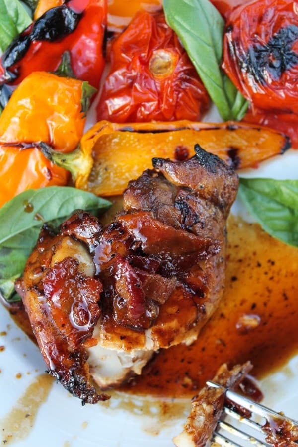 Balsamic Grilled Chicken with Spicy Honey Bacon Glaze