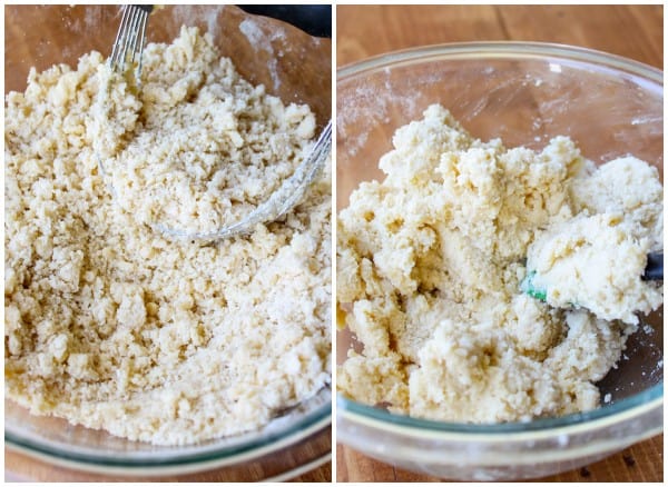 Cutting up the pastry dough