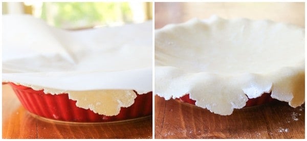 How to set the dough in the pie dish.