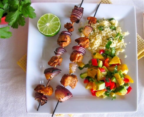 Chicken kebabs with Nectarine Salsa