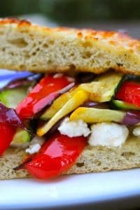 Grilled Squash, Red Pepper, and Feta Sandwich from TheFoodCharlatan.com