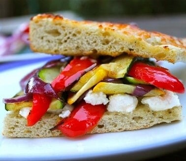Grilled Squash, Red Pepper, and Feta Sandwich from TheFoodCharlatan.com