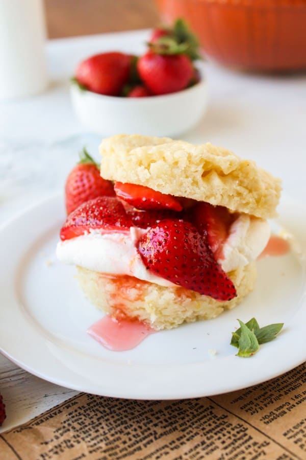 Lemon strawberries on shortcake