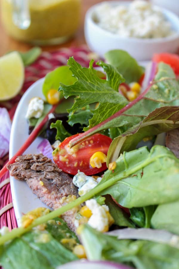 Watermelon and Lime-Steak Salad with Roasted Corn Vinaigrette