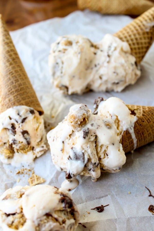 Nutella-Swirled Vanilla Ice Cream with Reese's-Style Chunks from TheFoodCharlatan.com