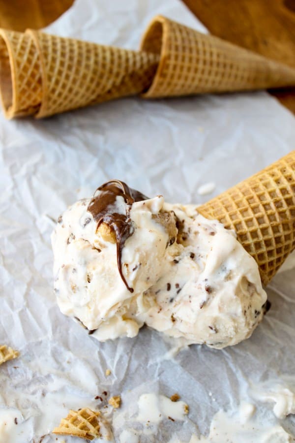 Nutella-Swirled Vanilla Ice Cream with Reese's-Style Chunks