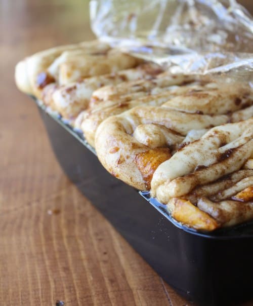 Peach Pull-Apart Bread with Caramel Sauce