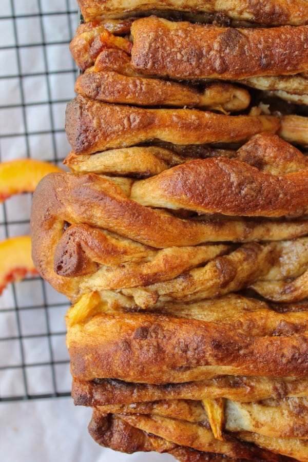 Peach Pull-Apart Bread with Caramel Sauce