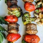 Easy Sausage and Broccoli Kebabs with White Bean Salad from TheFoodCharlatan.com