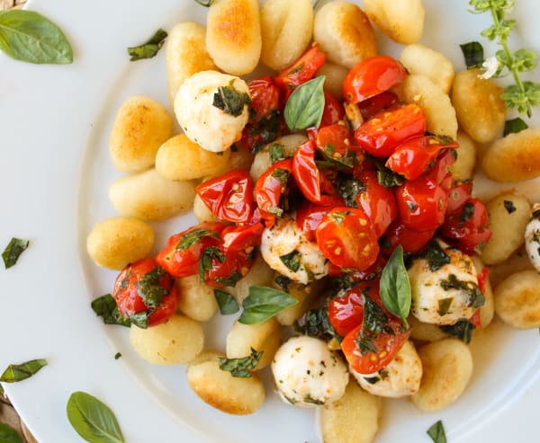 Easy Caramelized Gnocchi with Cherry Tomatoes and Mozzarella